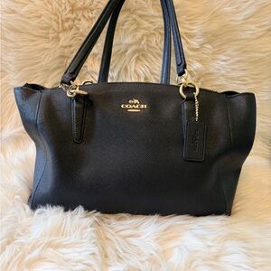 Coach Black Leather Satchel with Gold Accents